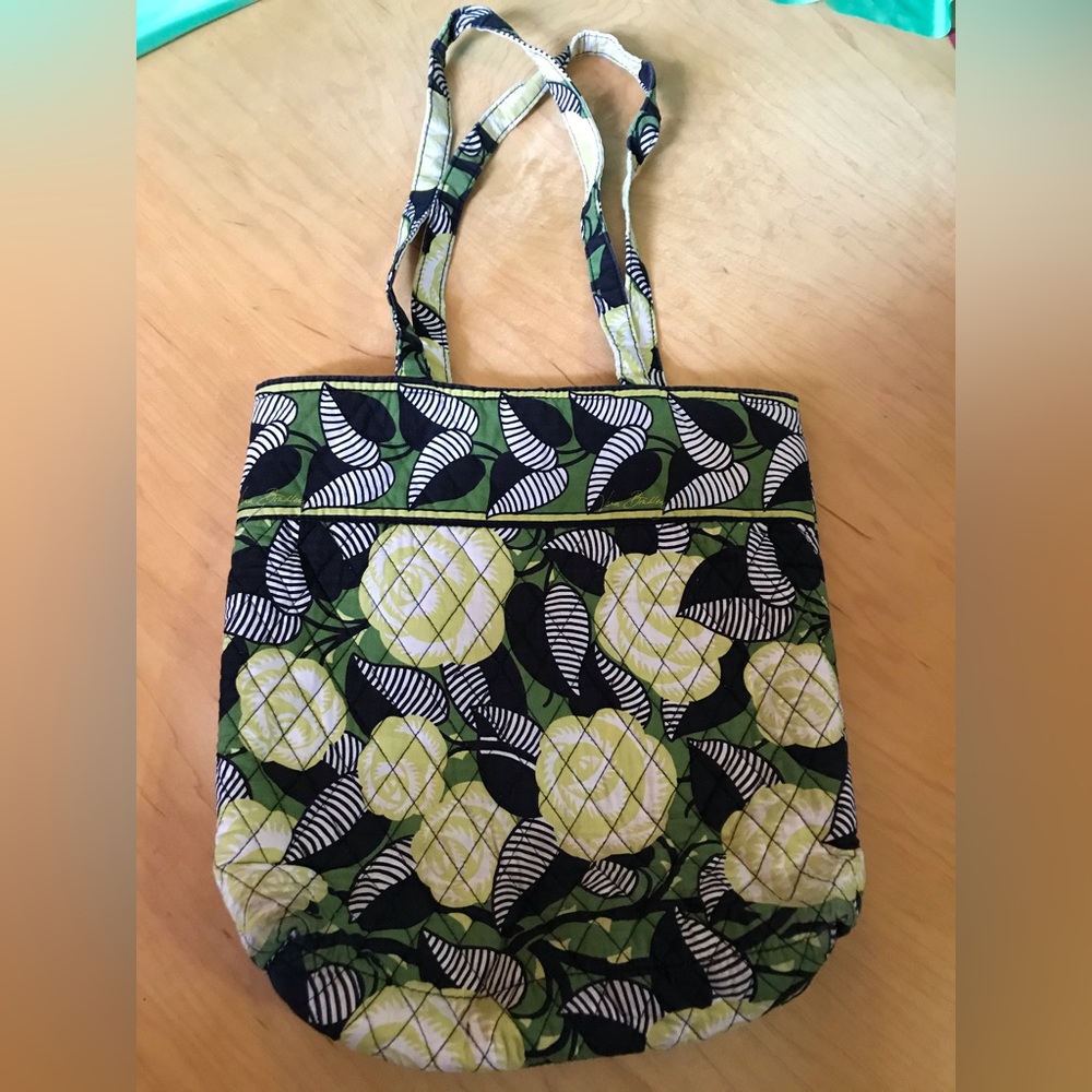 Vera Bradley Large Tote Bag Green and Black Paisley